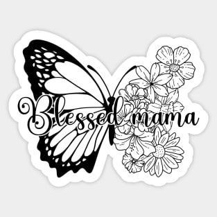 Blessed Mama Floral Butterfly Retro Vintage Mother's Day Sticker